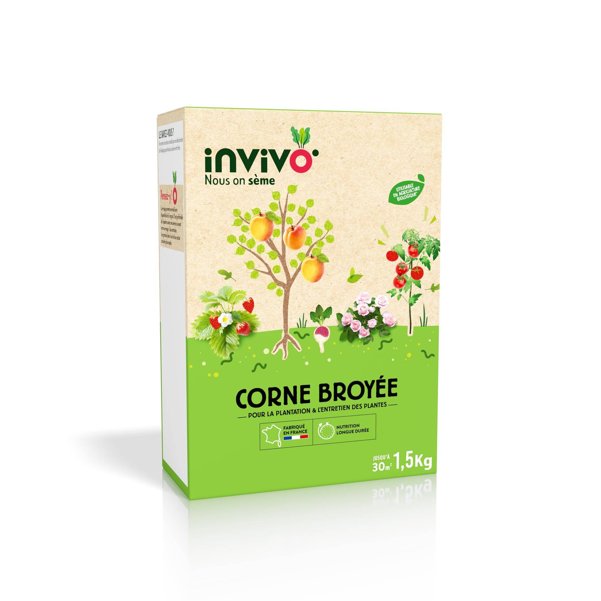 Invivo Nous On Sème - Engrais Corne broyée Boîte 1,5kg - INVIVO Nous on sème