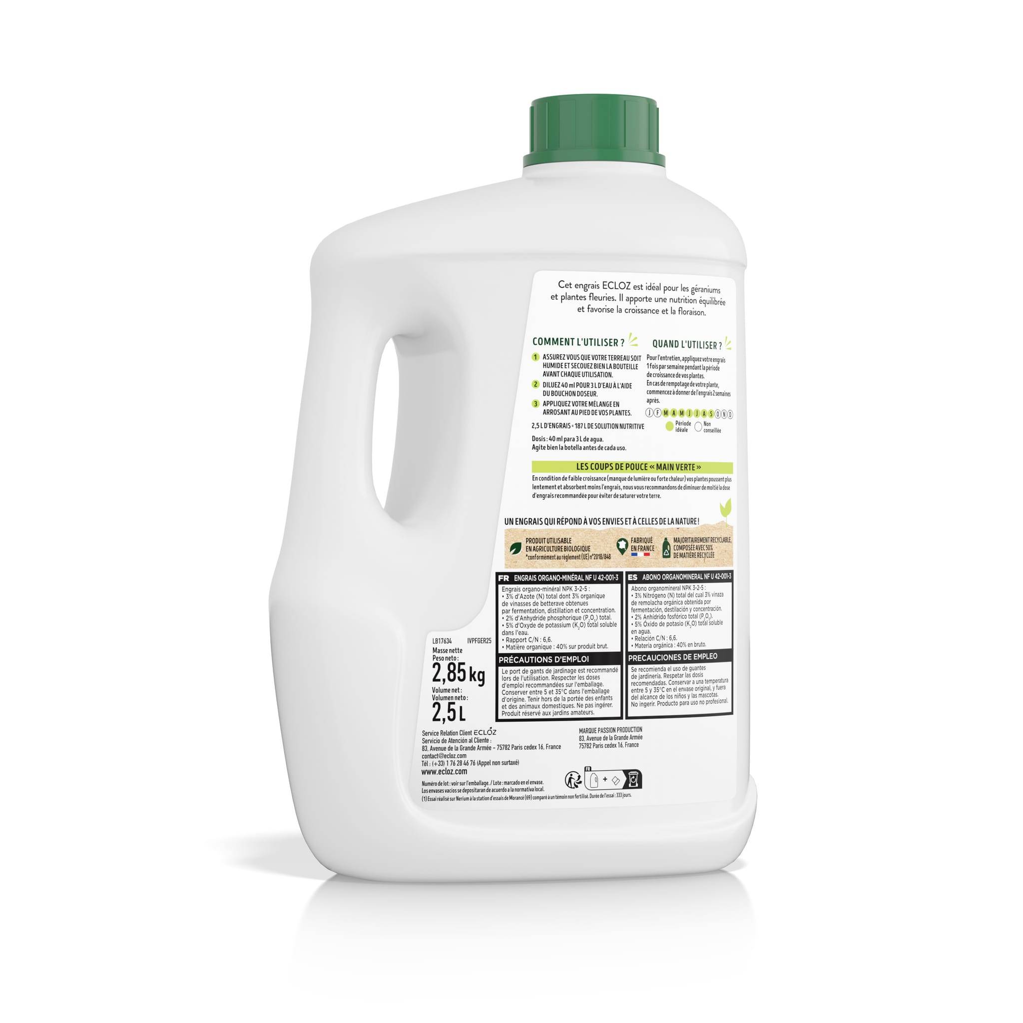 Ecloz - Engrais Plantes fleuries & Géraniums 2.5L - ECLOZ - Image 2