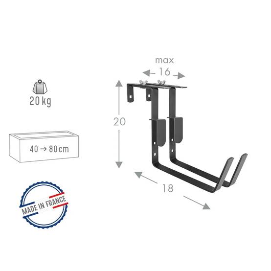 Lot de 2 supports Jardinières Fixations Réglables Acier Époxy Anthracite 18 cm – - Image 3
