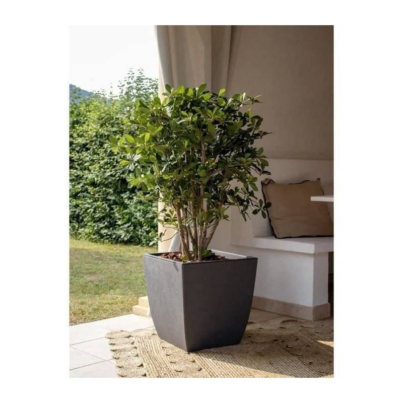 Bac à fleurs carré plastique gris anthracite L.43.5 l.43.5 H.44.2 cm Diva Basalt - Eda plastiques - Image 2