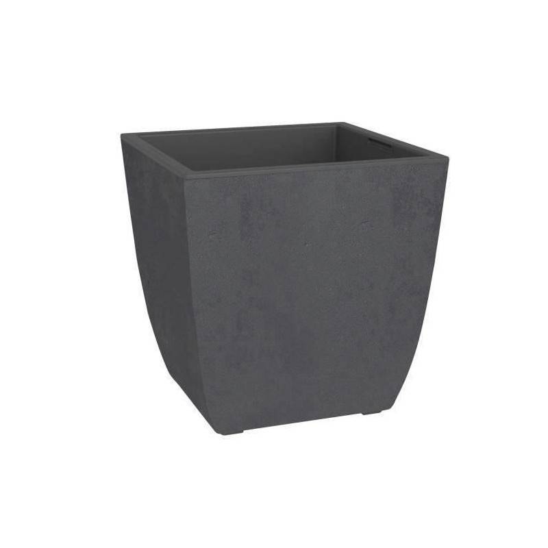 Bac à fleurs carré plastique gris anthracite L.43.5 l.43.5 H.44.2 cm Diva Basalt - Eda plastiques - Image 6