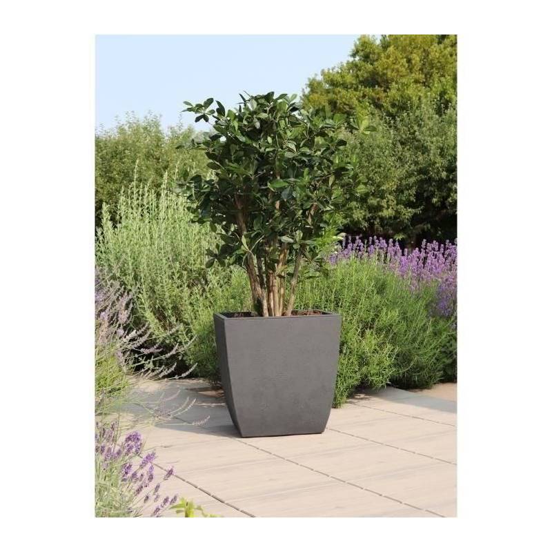 Bac à fleurs carré plastique gris anthracite L.43.5 l.43.5 H.44.2 cm Diva Basalt - Eda plastiques - Image 3