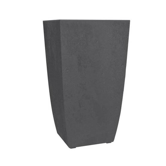 Bac à fleurs carré haut en plastique gris anthracite L.43.5 cm l.43.5 cm H.78.2 cm - Eda plastiques - Image 1