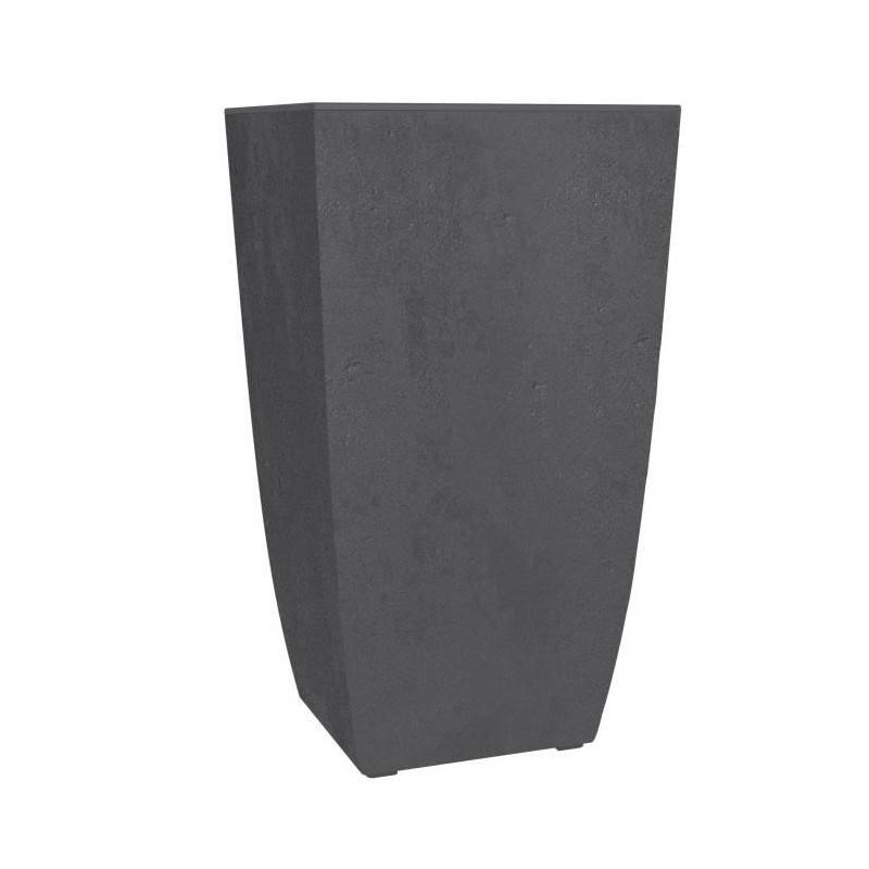 Bac à fleurs carré haut en plastique gris anthracite L.43.5 cm l.43.5 cm H.78.2 cm - Eda plastiques - Image 1