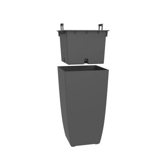 Bac à fleurs carré haut en plastique gris anthracite L.43.5 cm l.43.5 cm H.78.2 cm - Eda plastiques - Image 3