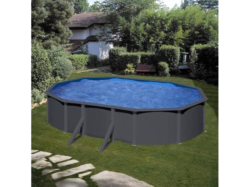 Gré - Piscine hors-sol acier gris anthracite 6,34 x 3,99 x H 1,22 m - GRÉ - Image 3