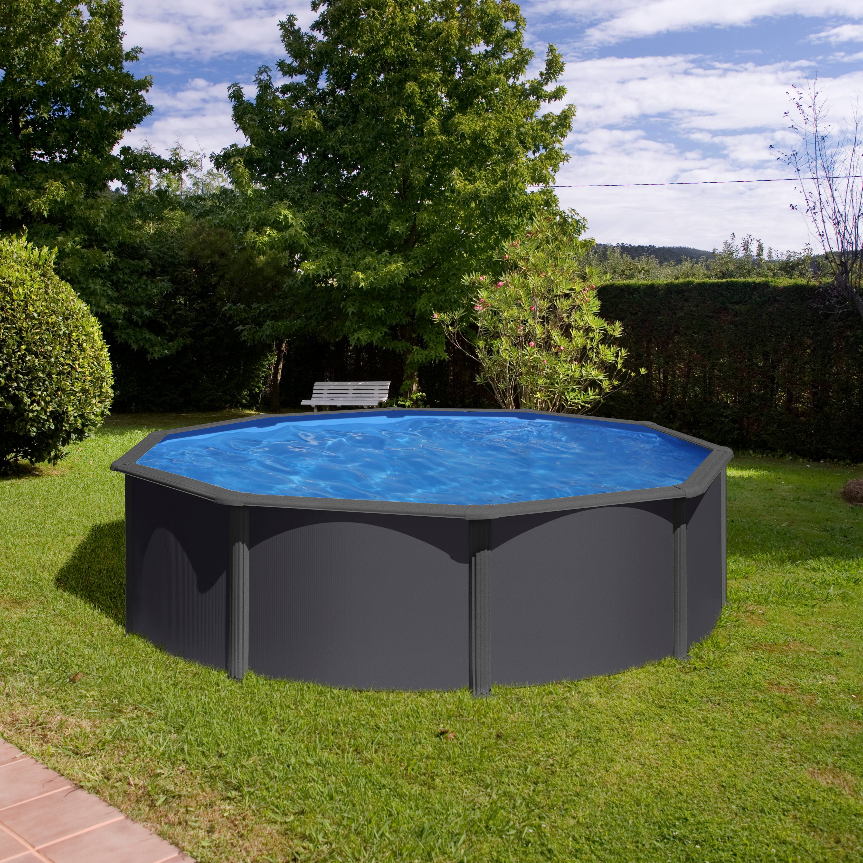 Gré - Piscine ronde acier gris anthracite - GRE