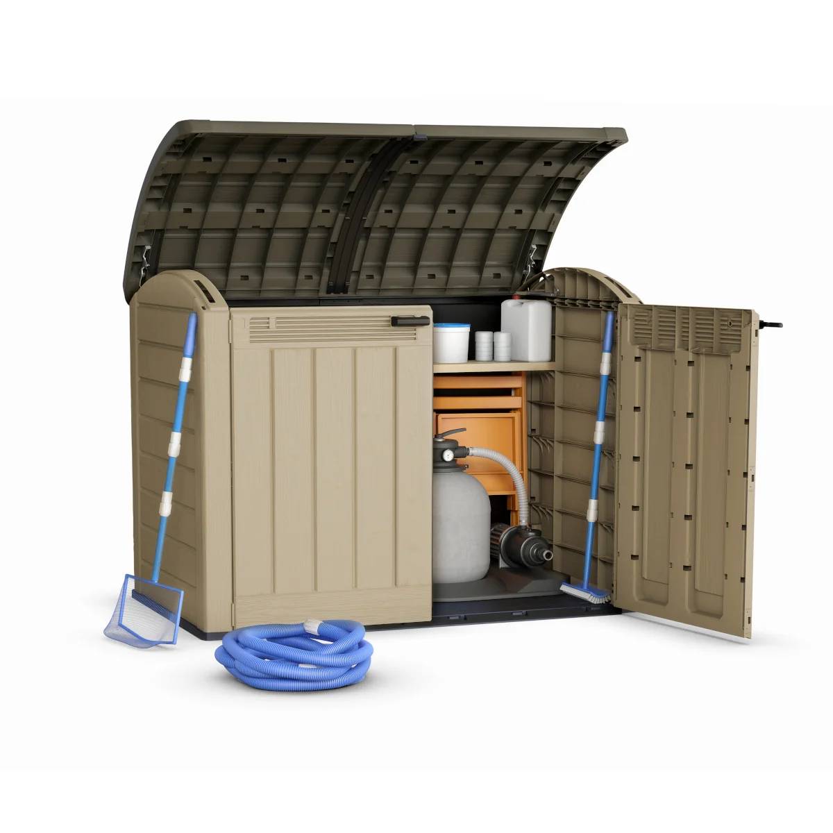 Coffre de jardin résine Arc beige 2000L - Image 11