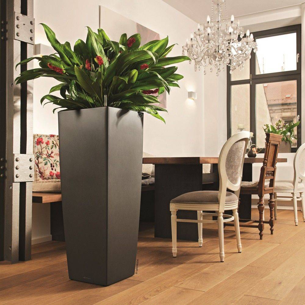 Pot Lechuza Cubico alto Premium L40 H105 cm anthracite métallisé - Image 5