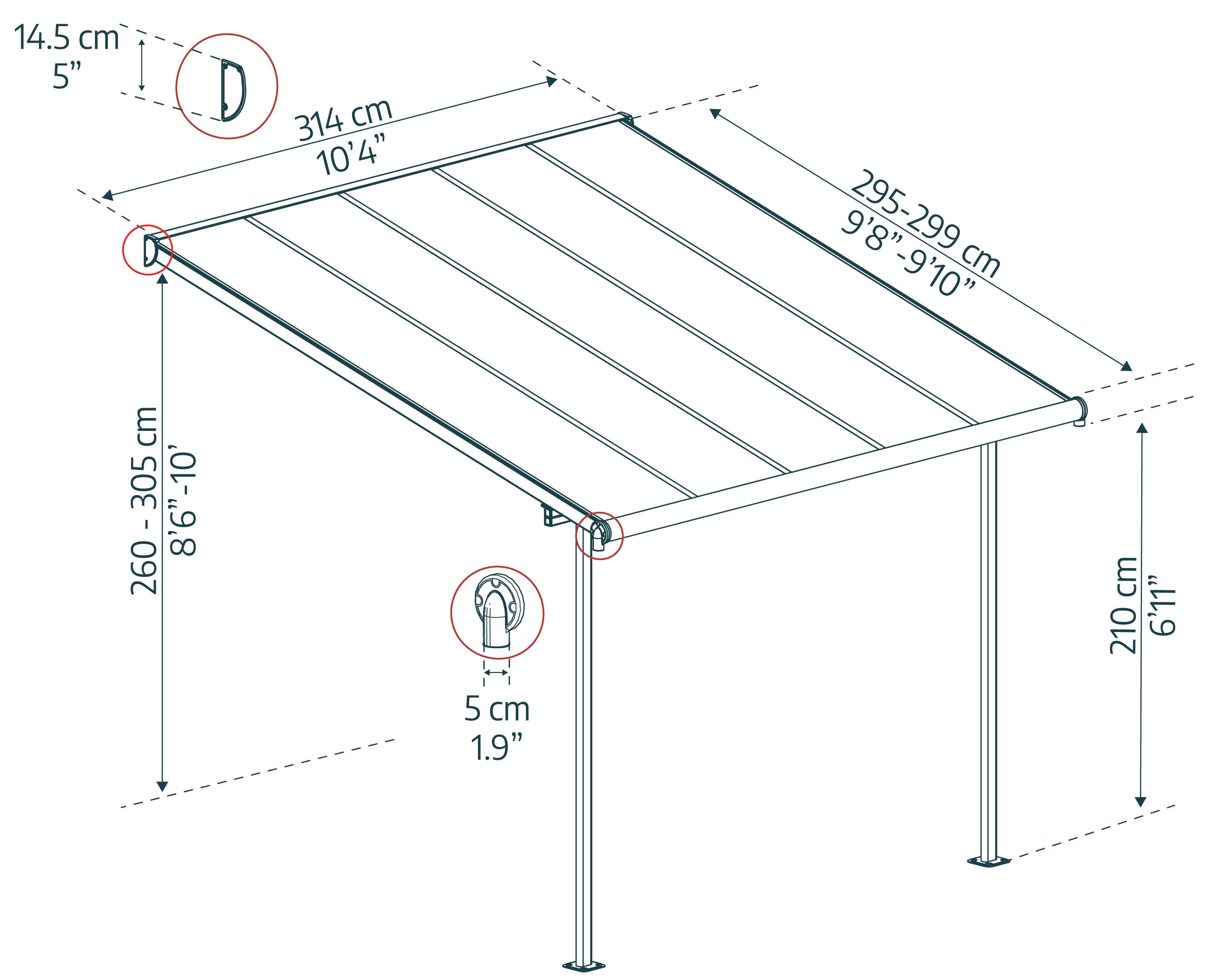 Canopia by Palram - Pergola Adossée Aluminium Gris - PALRAM CANOPIA - Image 3
