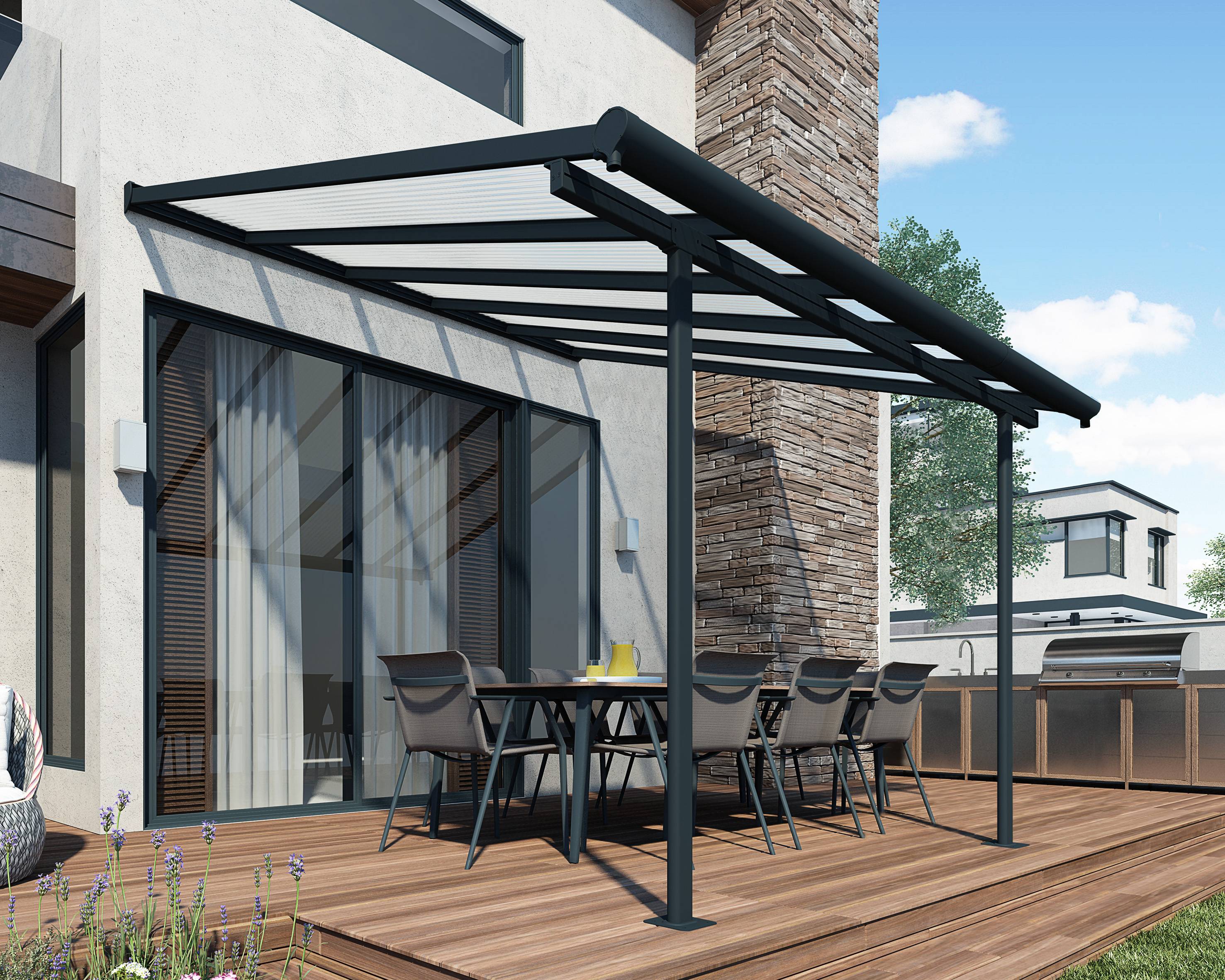 Canopia by Palram - Pergola Adossée Aluminium Gris - PALRAM CANOPIA - Image 5