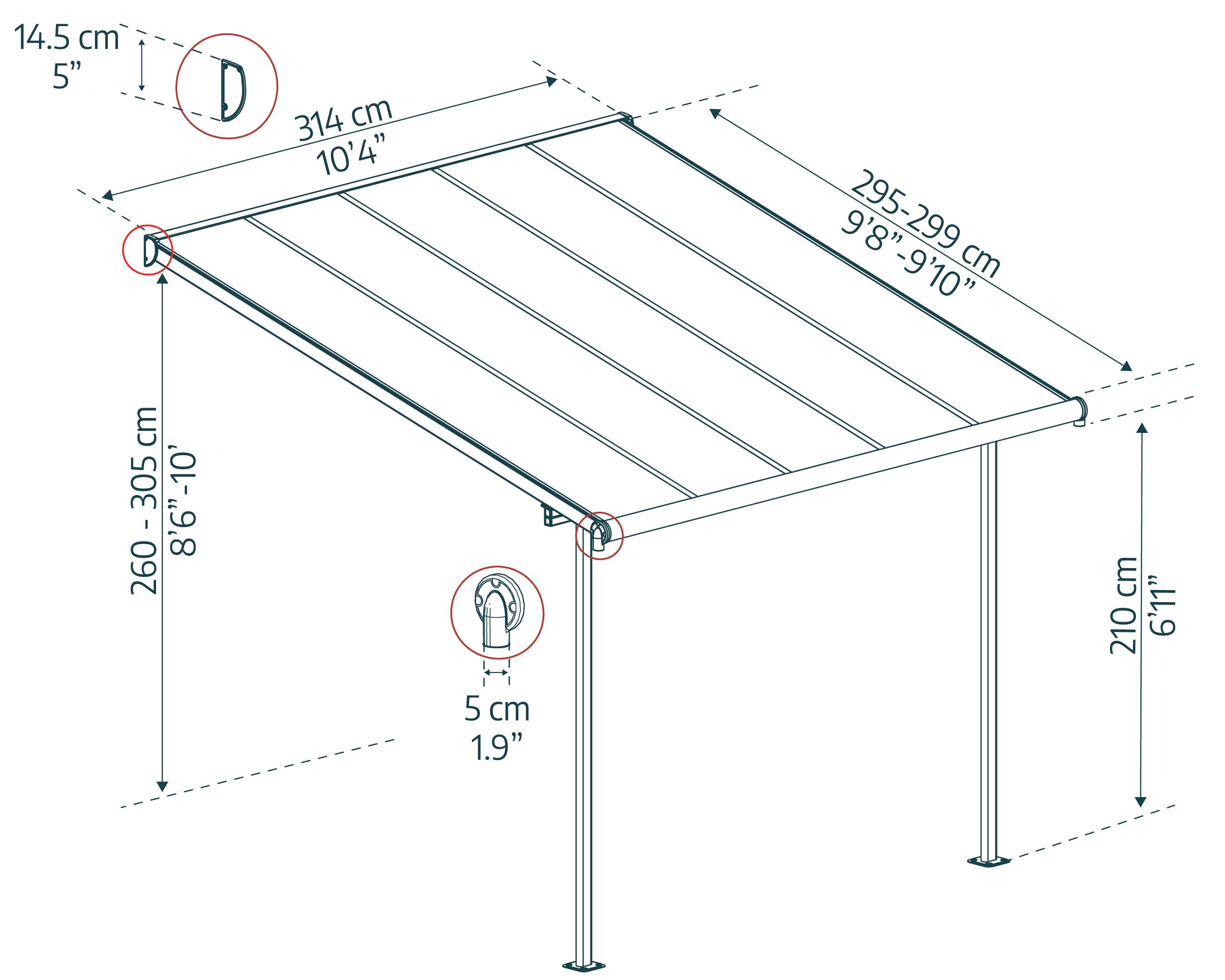 Canopia by Palram - Pergola Adossée Aluminium Gris - PALRAM CANOPIA - Image 10