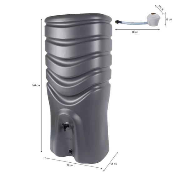 EDA Plastiques - Récupérateur d'eau de pluie aérien 550L anthracite - EDA - Image 1