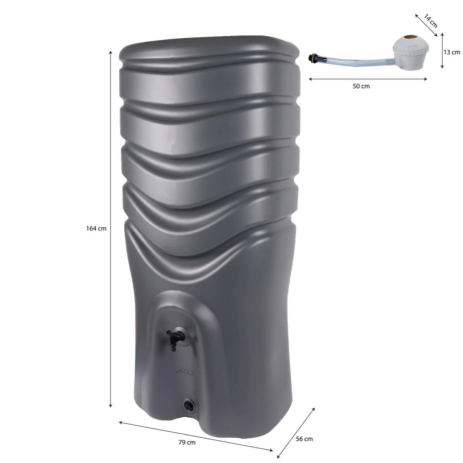 EDA Plastiques - Récupérateur d'eau de pluie aérien 550L anthracite  - EDA - Image 1