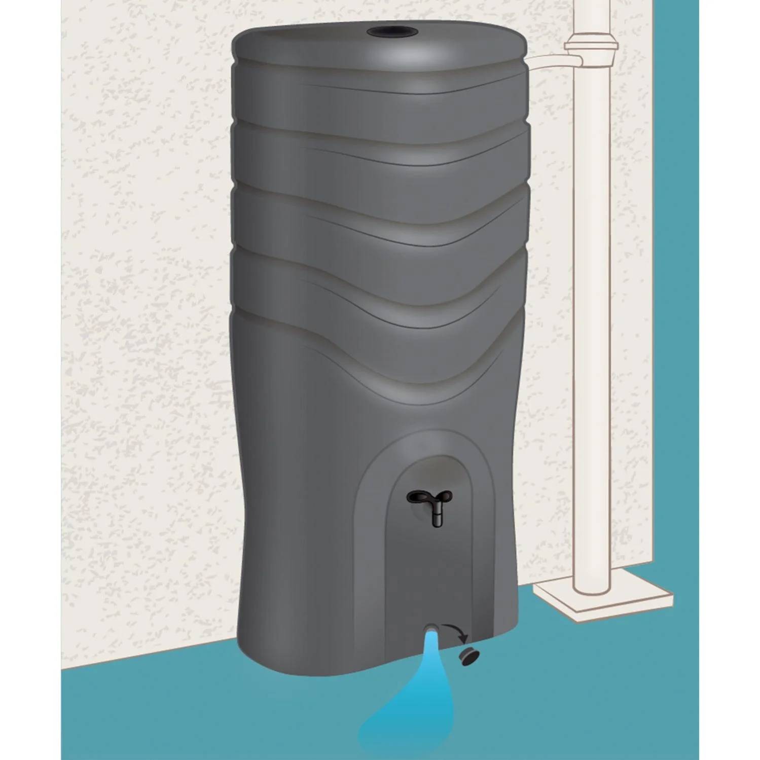 EDA Plastiques - Récupérateur d'eau de pluie aérien 550L anthracite  - EDA - Image 6