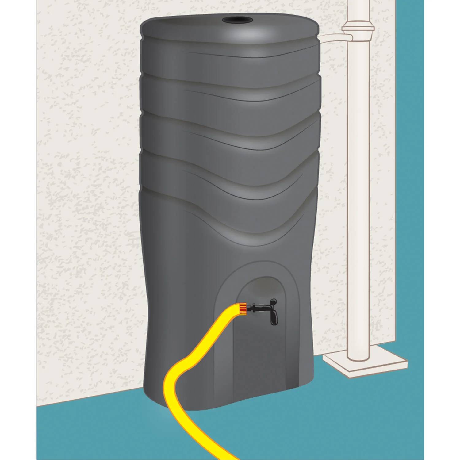 EDA Plastiques - Récupérateur d'eau de pluie aérien 350L collecteur et robinet inclus anthracite – EDA - Image 1