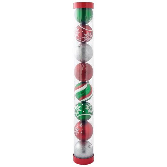 Ecloz - Tube de 8 boules de Noël - décor vert et rouge - Ø. 15 cm - ECLOZ - Image 3
