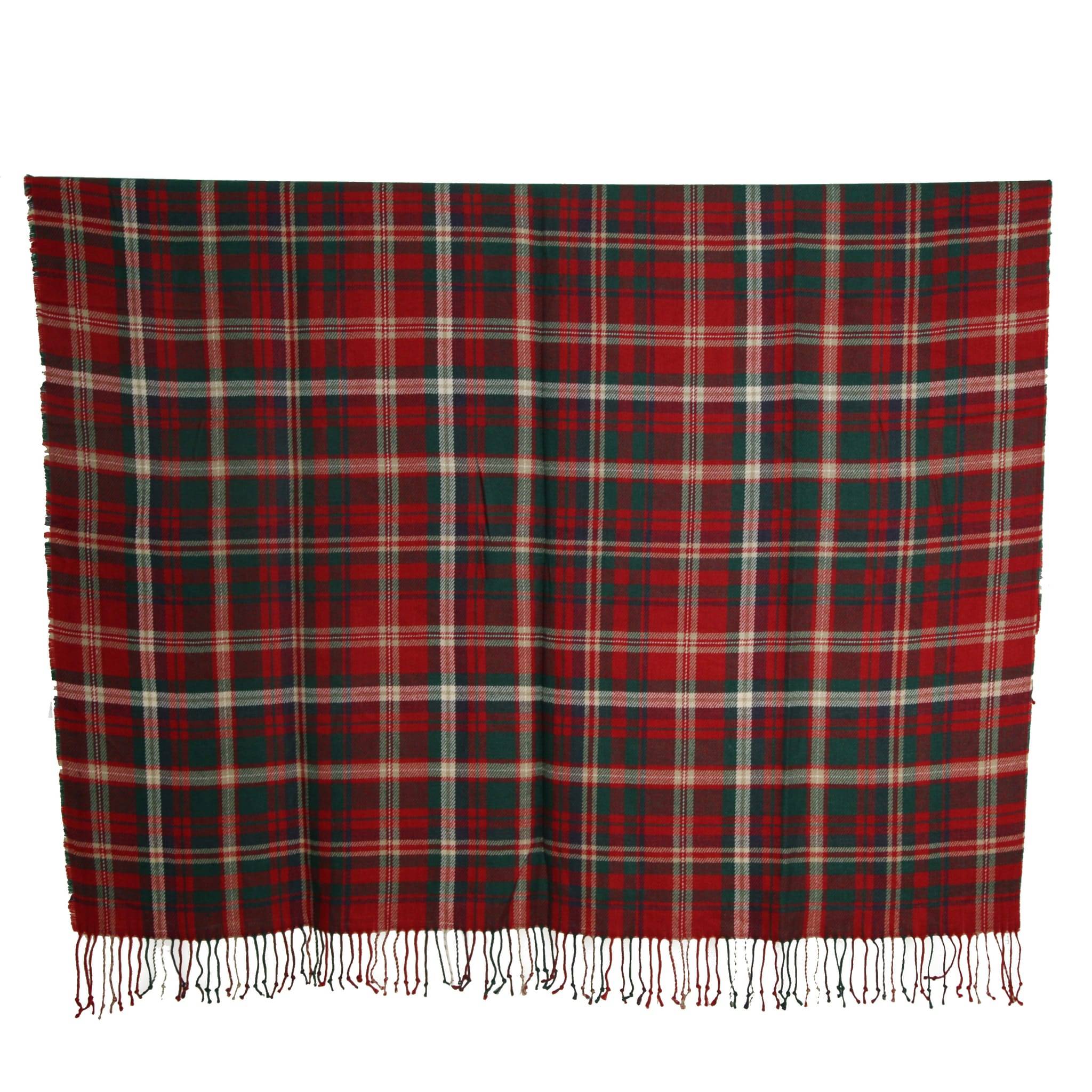 Ecloz - Plaid fin avec franges - tartan rouge et vert - ECLOZ - Image 1