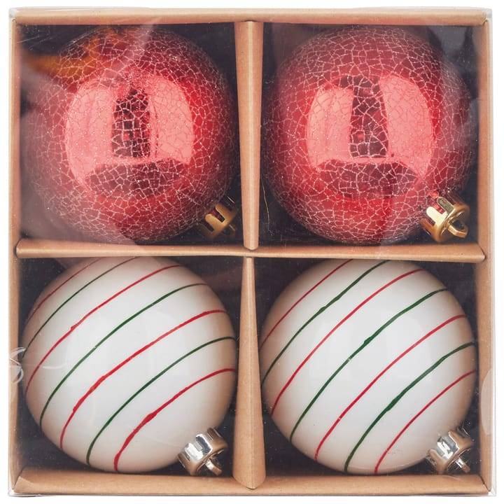 Ecloz - Lot de 4 boules de Noël - décor rouge et blanc - Ø. 8 cm - ECLOZ - Image 3