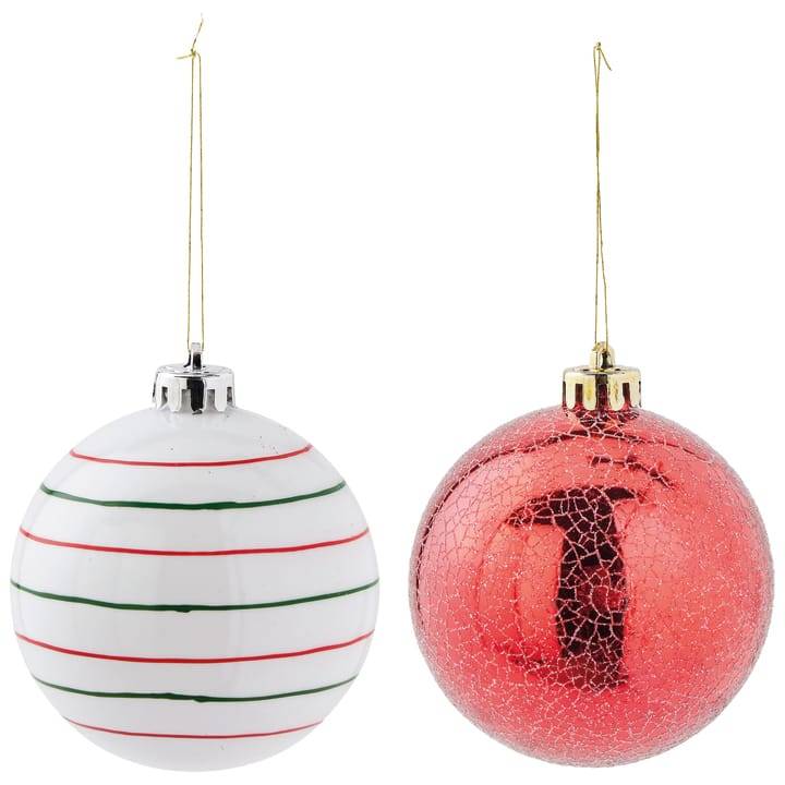 Ecloz - Lot de 4 boules de Noël - décor rouge et blanc - Ø. 8 cm - ECLOZ - Image 2