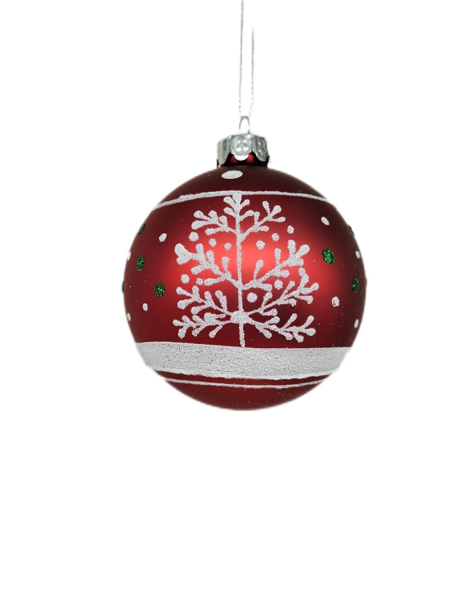 Ecloz - Boule de Noël - rouge décor sapin blanc - Ø. 8 cm - ECLOZ