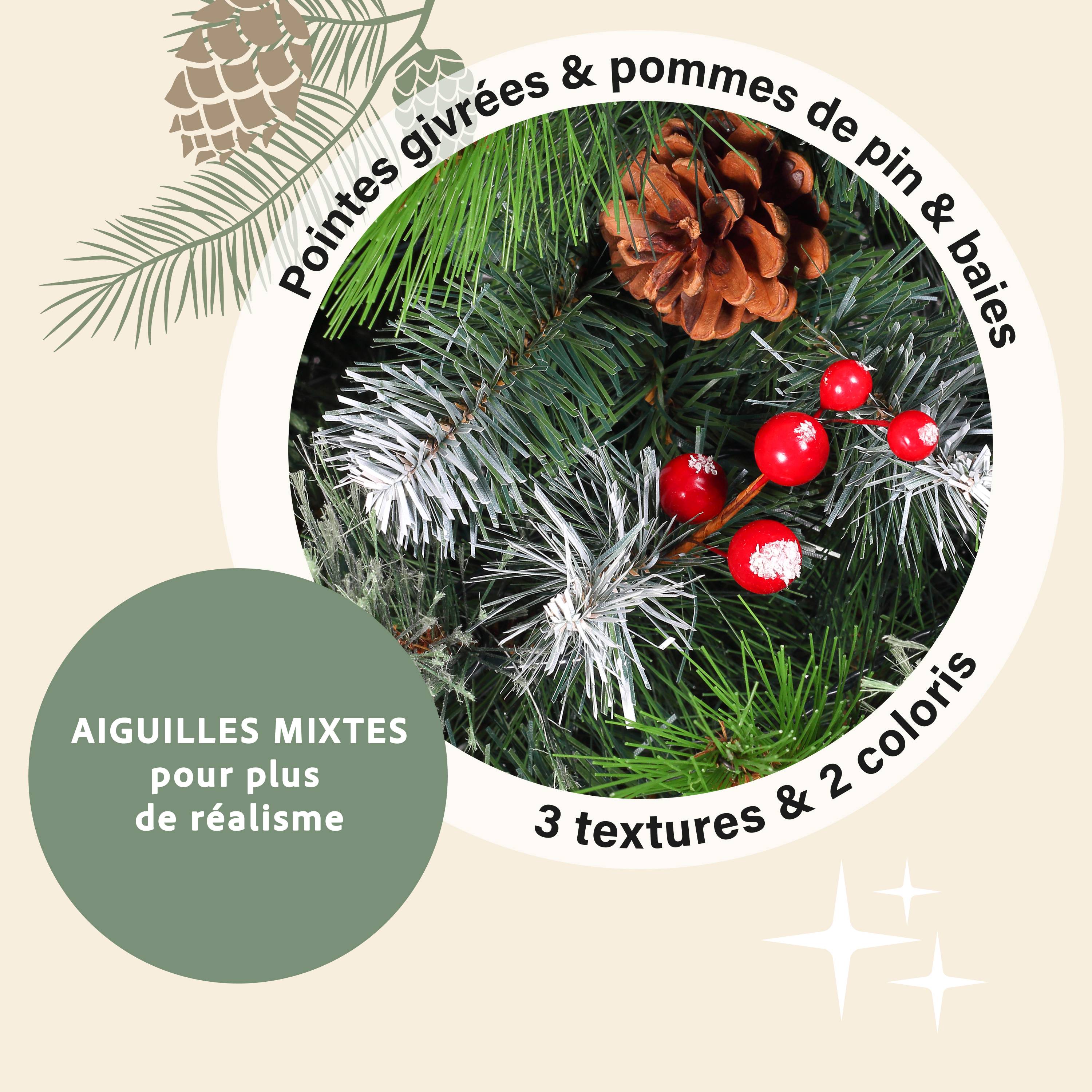 Ecloz - Sapin de Noël artificiel Valloire lumineux - 180 cm - ECLOZ - Image 2