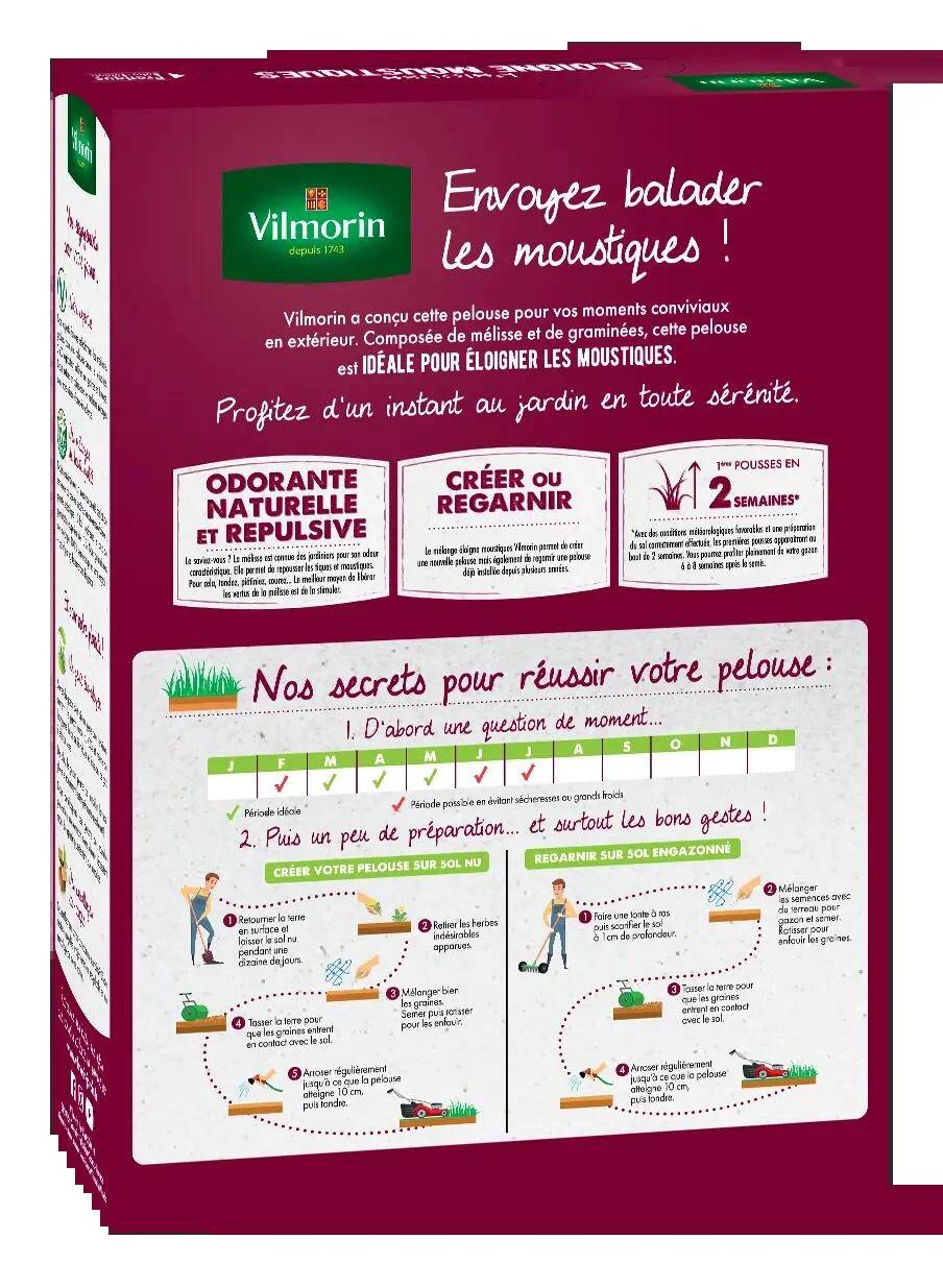 Vilmorin - Pelouse Mélisse Graminées Éloigne Moustiques 1kg - VILMORIN - Image 3