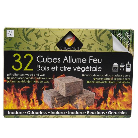 Allume feu cubes bois inodore 32 pcs – PYROFEU - Image 2