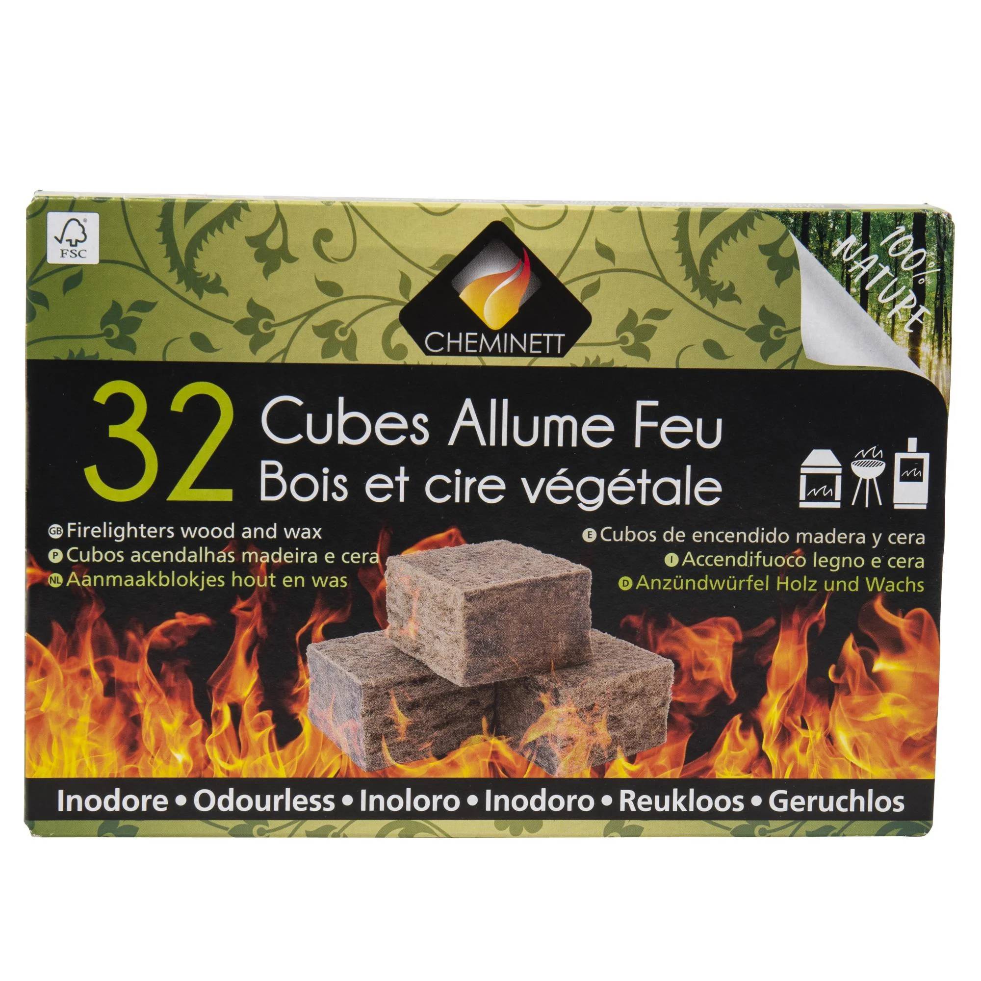Allume feu cubes bois inodore 32 pcs – PYROFEU - Image 2