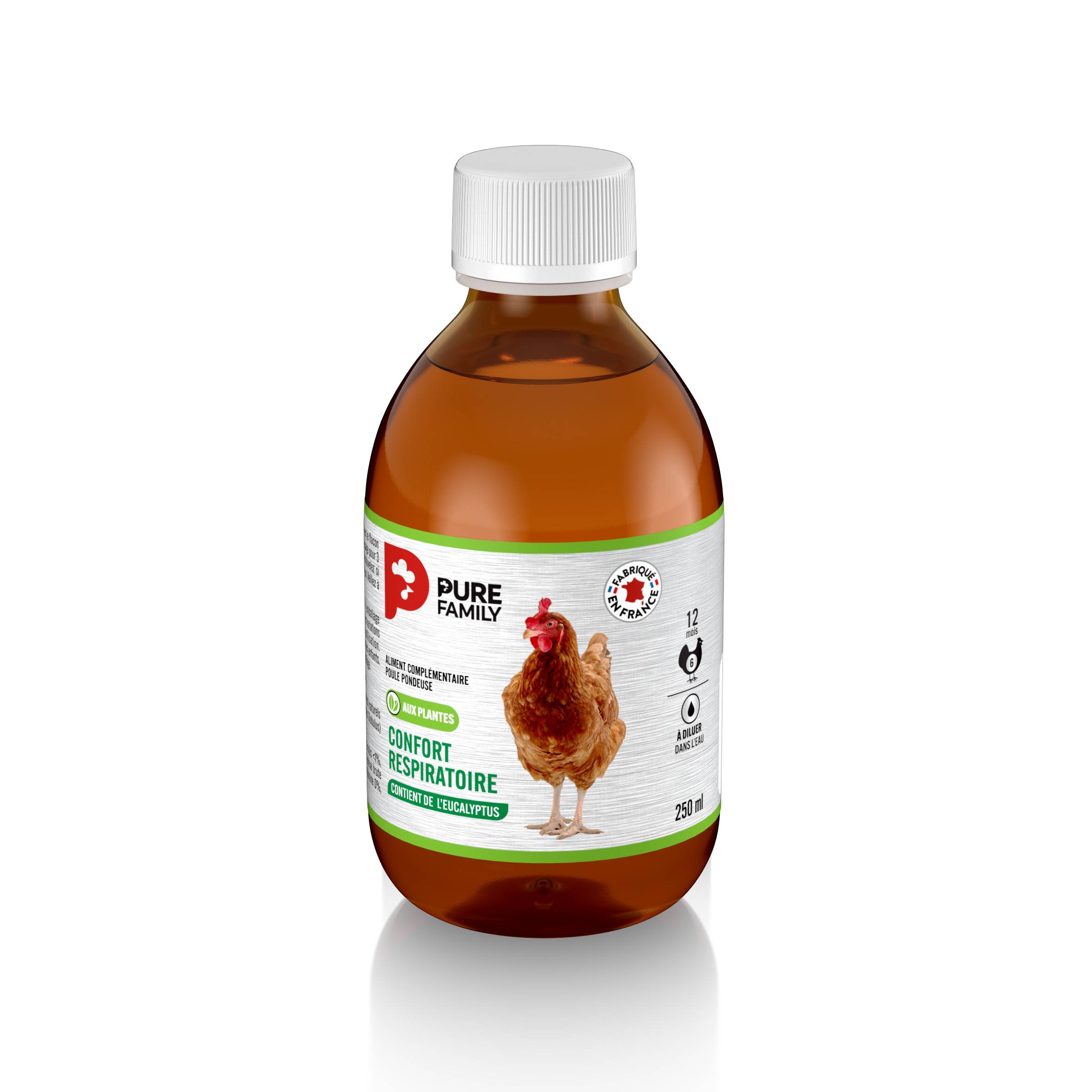 Pure Family - Complément liquide – Confort respiratoire aux plantes pour poule 250 ml  - Pure Family