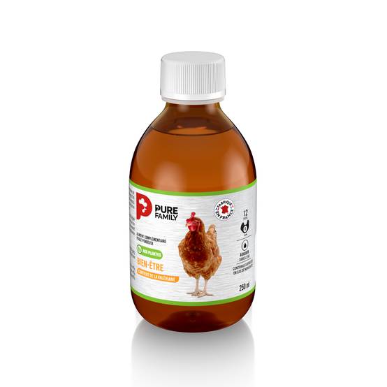 Pure Family - Complément liquide anti-stress aux plantes pour poule 250 ml - Pure Family