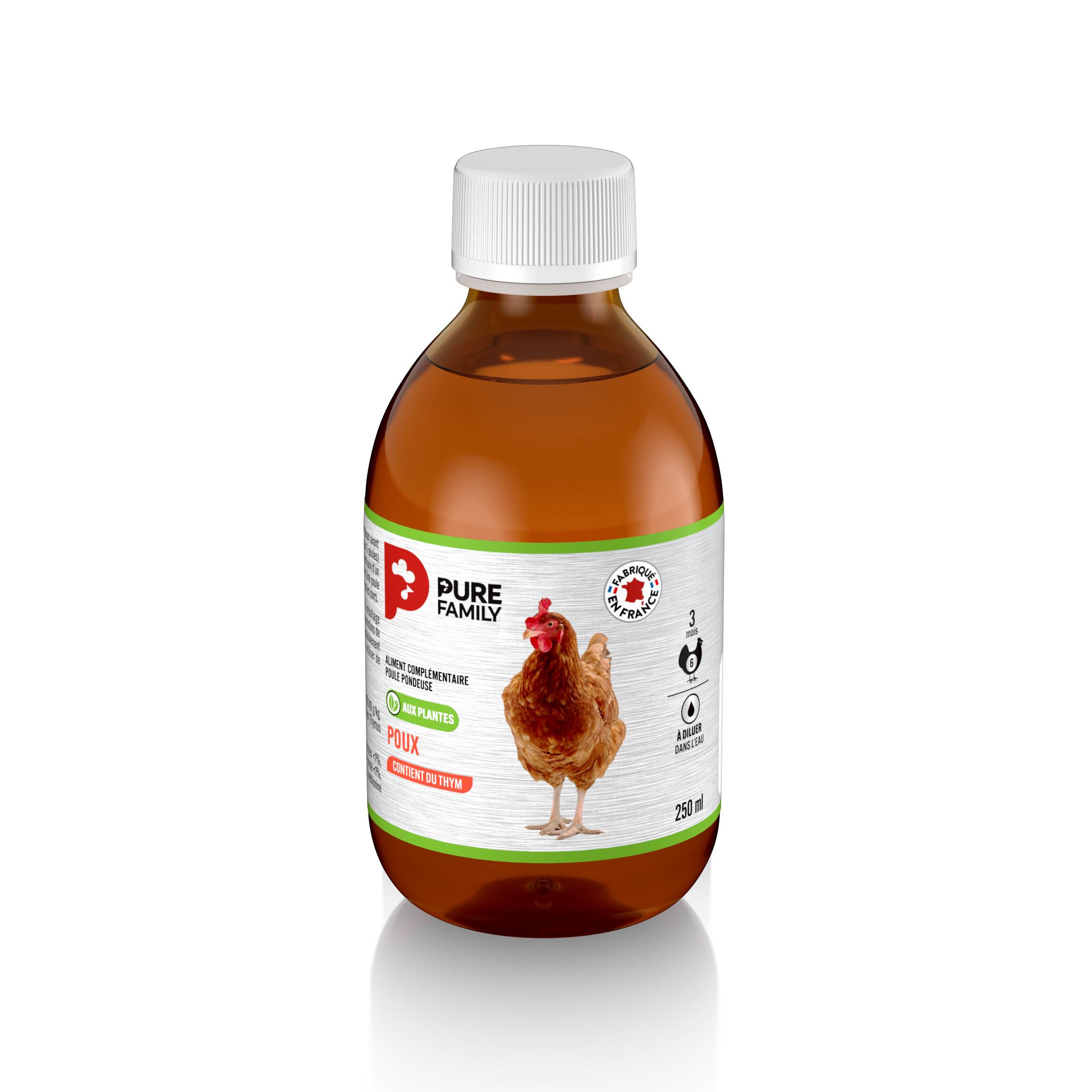 Pure Family - Complément liquide anti-poux pour poule 250 ml - Pure Family