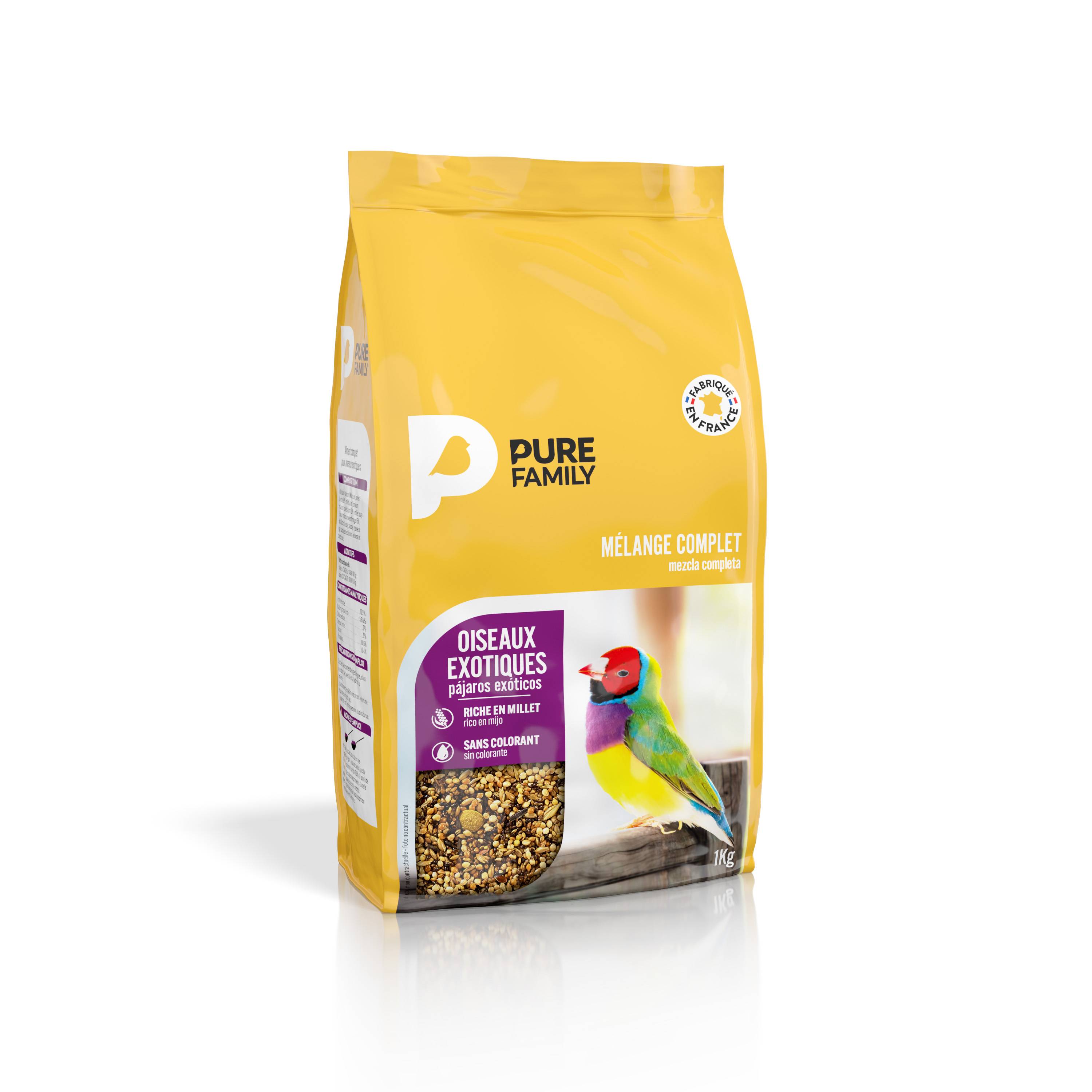Pure Family - Pure Family - Mélange complet pour oiseaux exotiques 1 kg - Image 1
