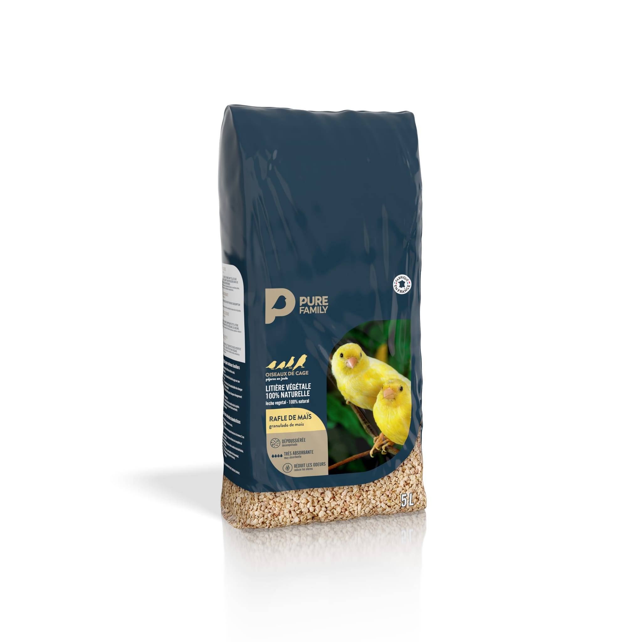 Pure Family - Litière pour oiseaux végétale maïs 5 L - Pure Family