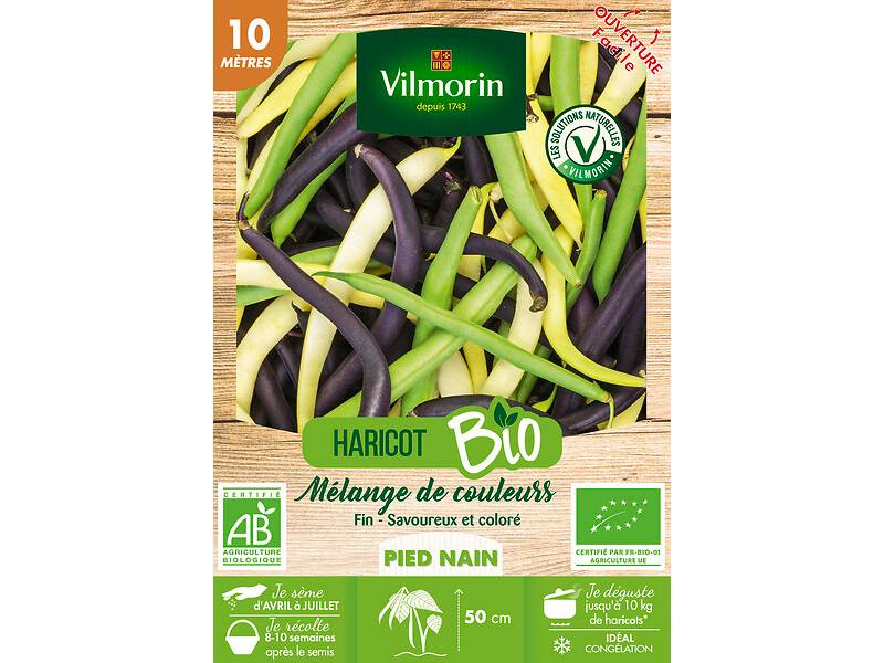 Vilmorin - Haricot Nain en Mélange de Couleurs Bio serie 10M boîte graines 57 g - Vilmorin - Image 1
