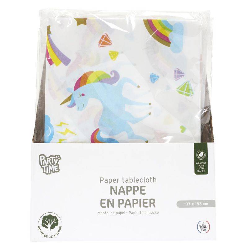 Nappe en papier licorne blanc L.183 cm l.137 cm - Paris prix - Image 4