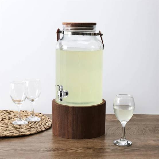 Fontaine à Boisson Verre Paulownia Ø 20 cm H 41 cm 6 L - THE HOME DECO FACTORY - Image 4