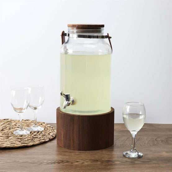 Fontaine à Boisson Verre Paulownia Ø 20 cm H 41 cm 6 L - THE HOME DECO FACTORY - Image 3