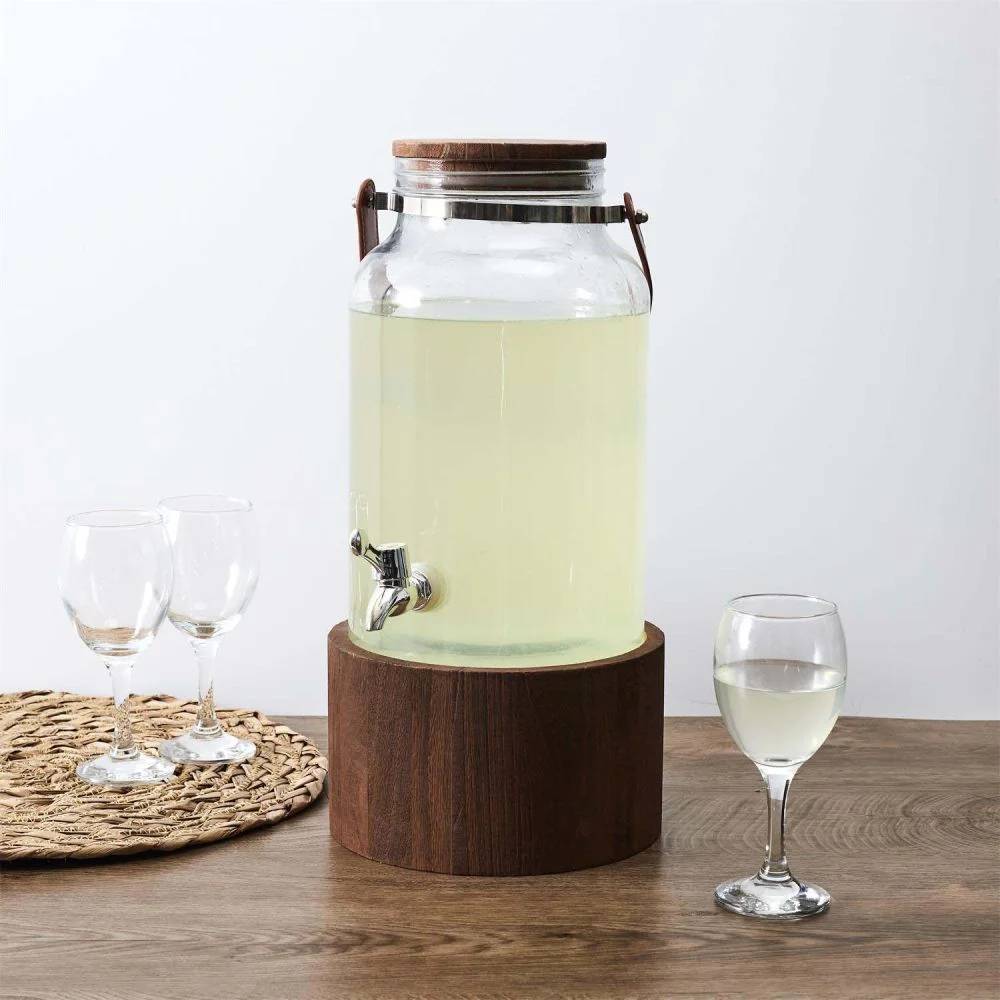 Fontaine à Boisson Verre Paulownia Ø 20 cm H 41 cm 6 L - THE HOME DECO FACTORY - Image 3
