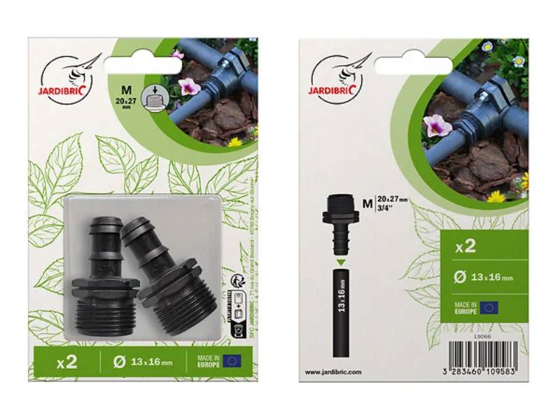 Adaptateurs Tuyaux Irrigation M20x27 d16 mm - JARDIBRIC