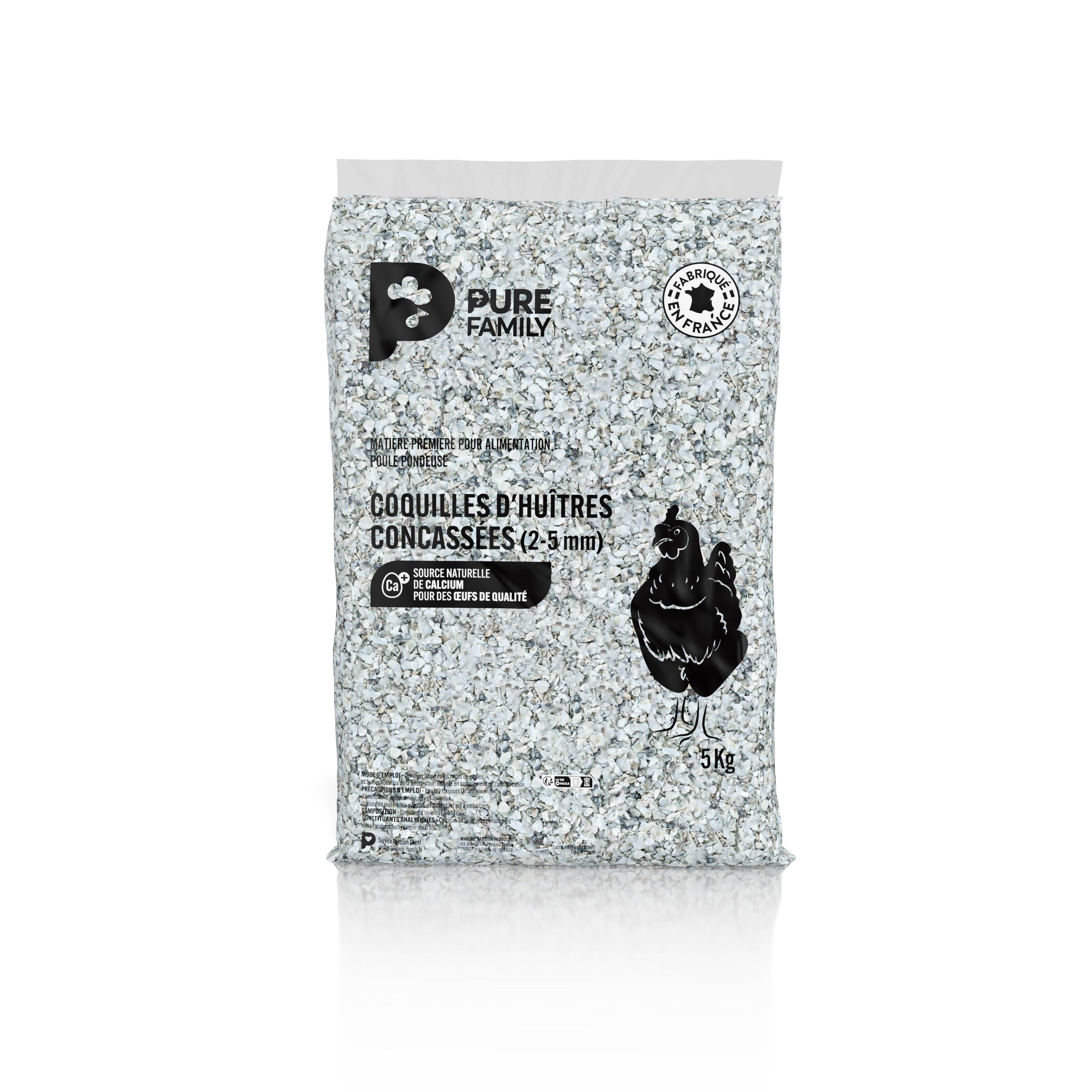Pure Family - Complément minéral Coquilles d’huitres pour poule 5 kg - Pure Family