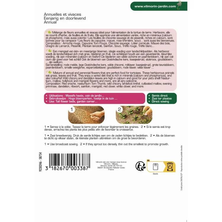 Vilmorin - Mélange de fleurs pour Tortues Terrestres serie 2 sachet graines 12 g - Vilmorin - Image 3