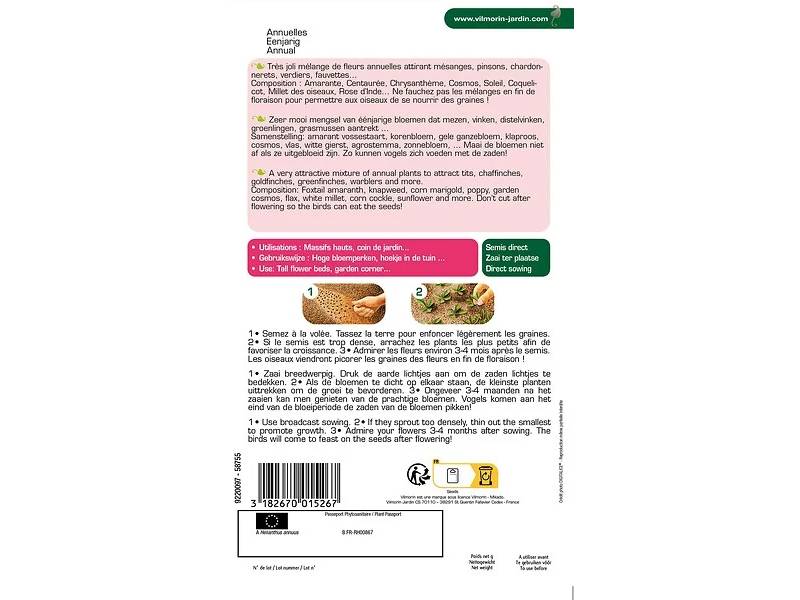 Vilmorin - Mélange de fleurs Attire les Oiseaux serie 2 sachet graines 12 g - Vilmorin - Image 3
