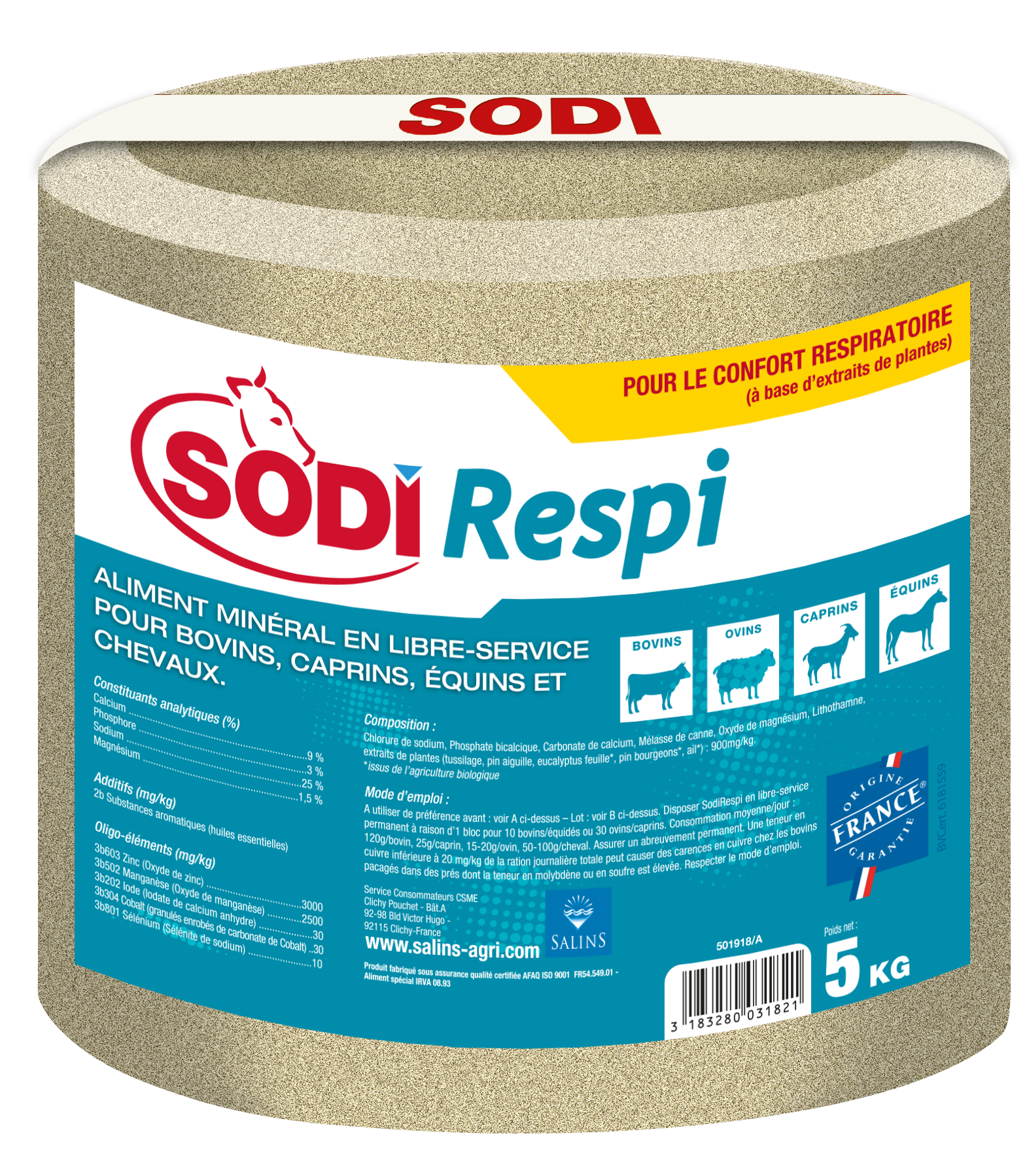 Sodi - Bloc sel pour cheval SODIRESPI 5Kg