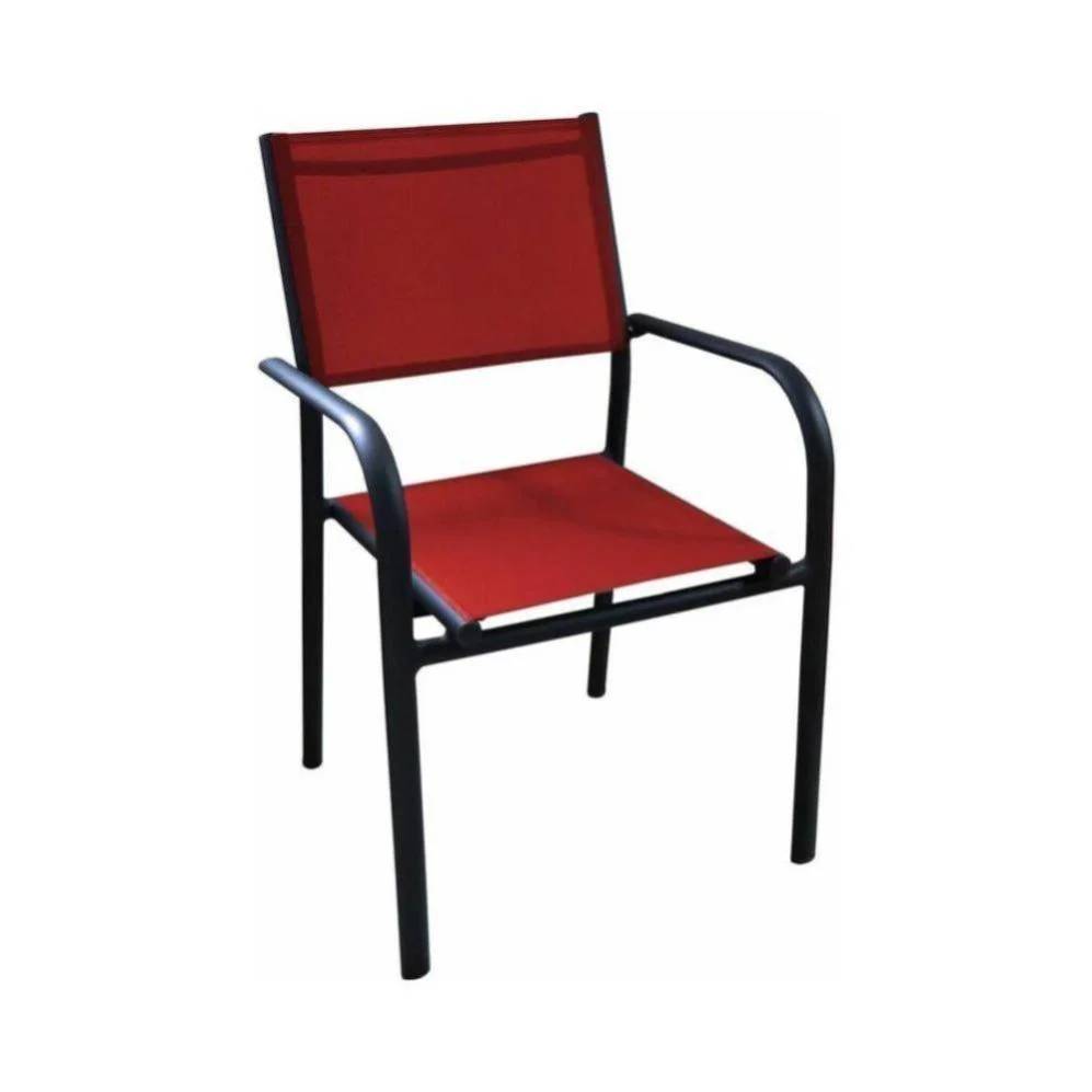 Fauteuil jardin aluminium epoxy graphite rouge H 92 cm - DUCA - Image 6