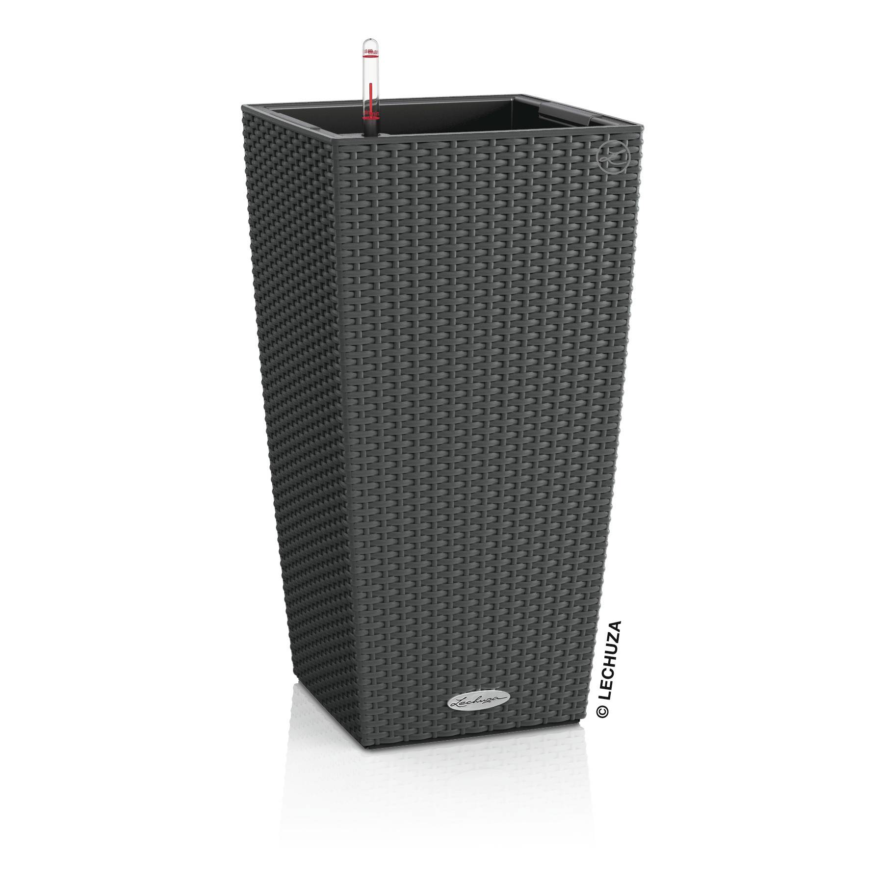 Lechuza - Pot Cubico Cottage plastique granit L30 l30 H56 cm - LECHUZA