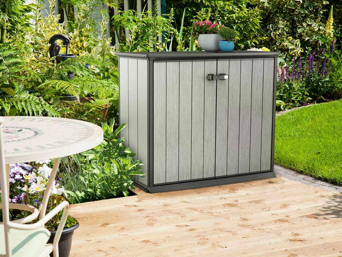 Keter - Armoire de jardin Patio Store Brossium résine gris H.115 cm modèle 1000 L - Keter - Image 1