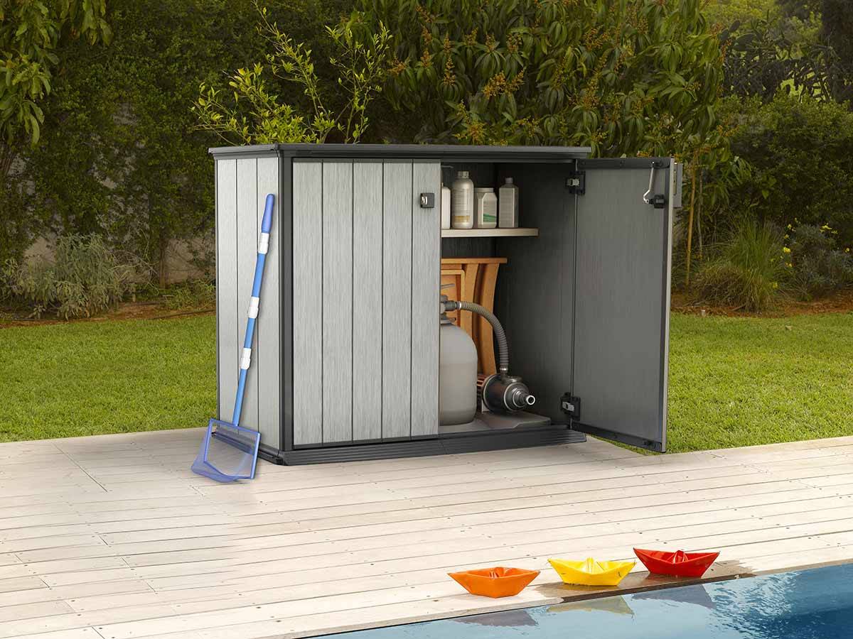 Keter - Armoire de jardin Patio Store Brossium résine gris H.115 cm modèle 1000 L - Keter - Image 7