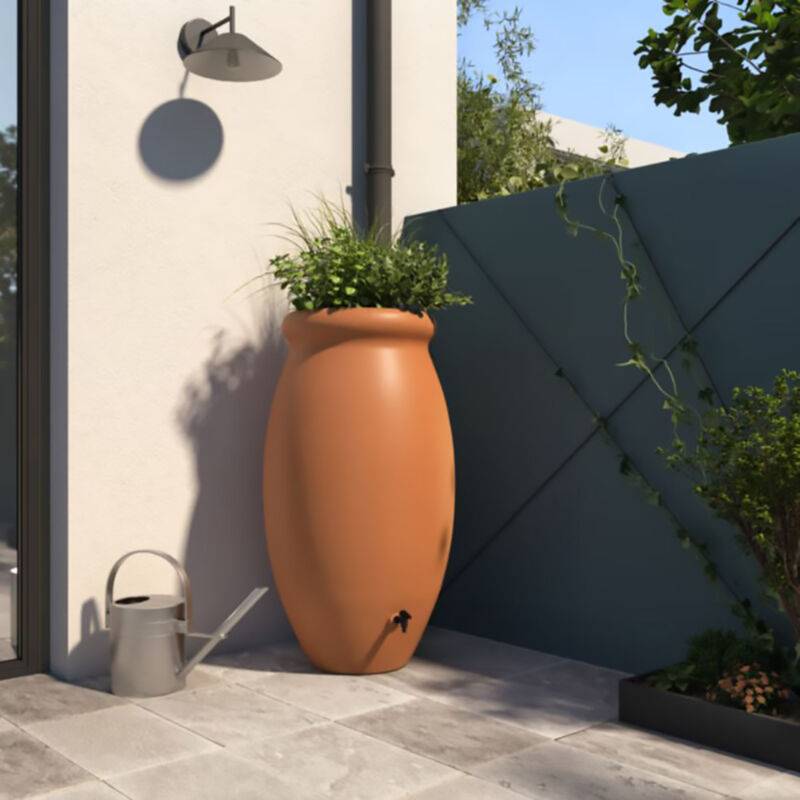 Belli - Récupérateur d'eau de pluie 500L + robinet, collecteur Jarre Toscan PE coloris terre cuite - BELLI
