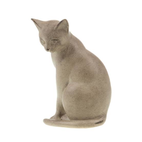 Chat assis décoration résine beige L.10 cm l.9 cm H.17 cm - Amadeus - Image 2